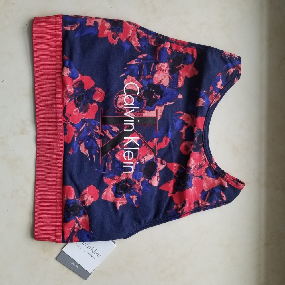 NWT Calvin Klein Floral Bralette QF1642 Sports Bra - Picture 3 of 5